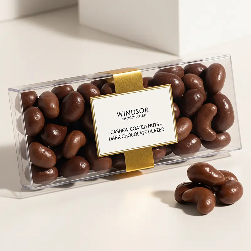 cashew coated nuts dark chocolate glazed